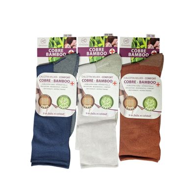 Imagen 2 del producto X6 Calcetines Bambú + Cobre Para Mujer - Diabetes - Sin Costuras