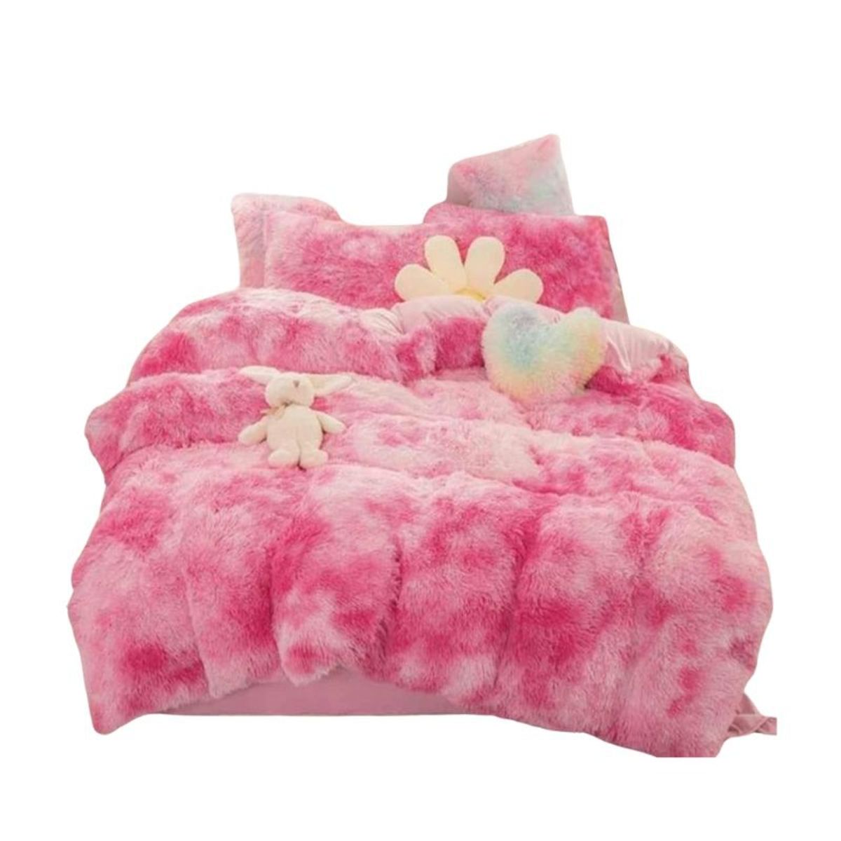 GENERICO - Cubrecama De Invierno 2 plazas Jaspeados 250x230cm Fucsia