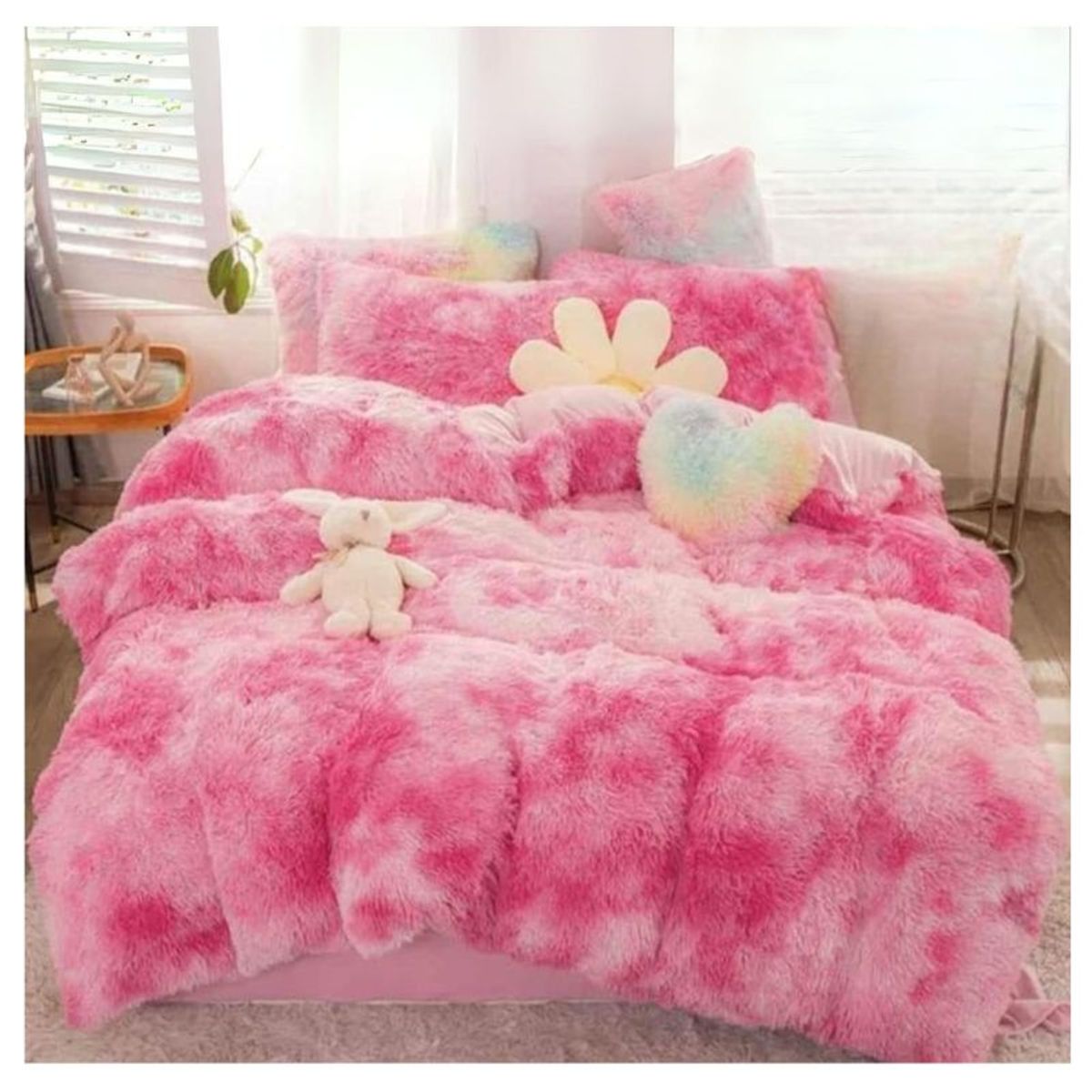 GENERICO - Cubrecama De Invierno 2 plazas Jaspeados 250x230cm Fucsia