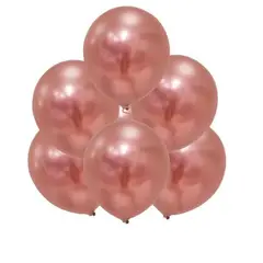 GENERICO - Globo Cromados Color Rosa 6 Unidad 30 Cm