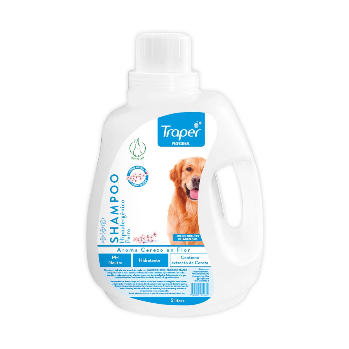 TRAPER - Shampoo Hipoalergénico Perro Adulto Cerezo 5 Lt.Traper
