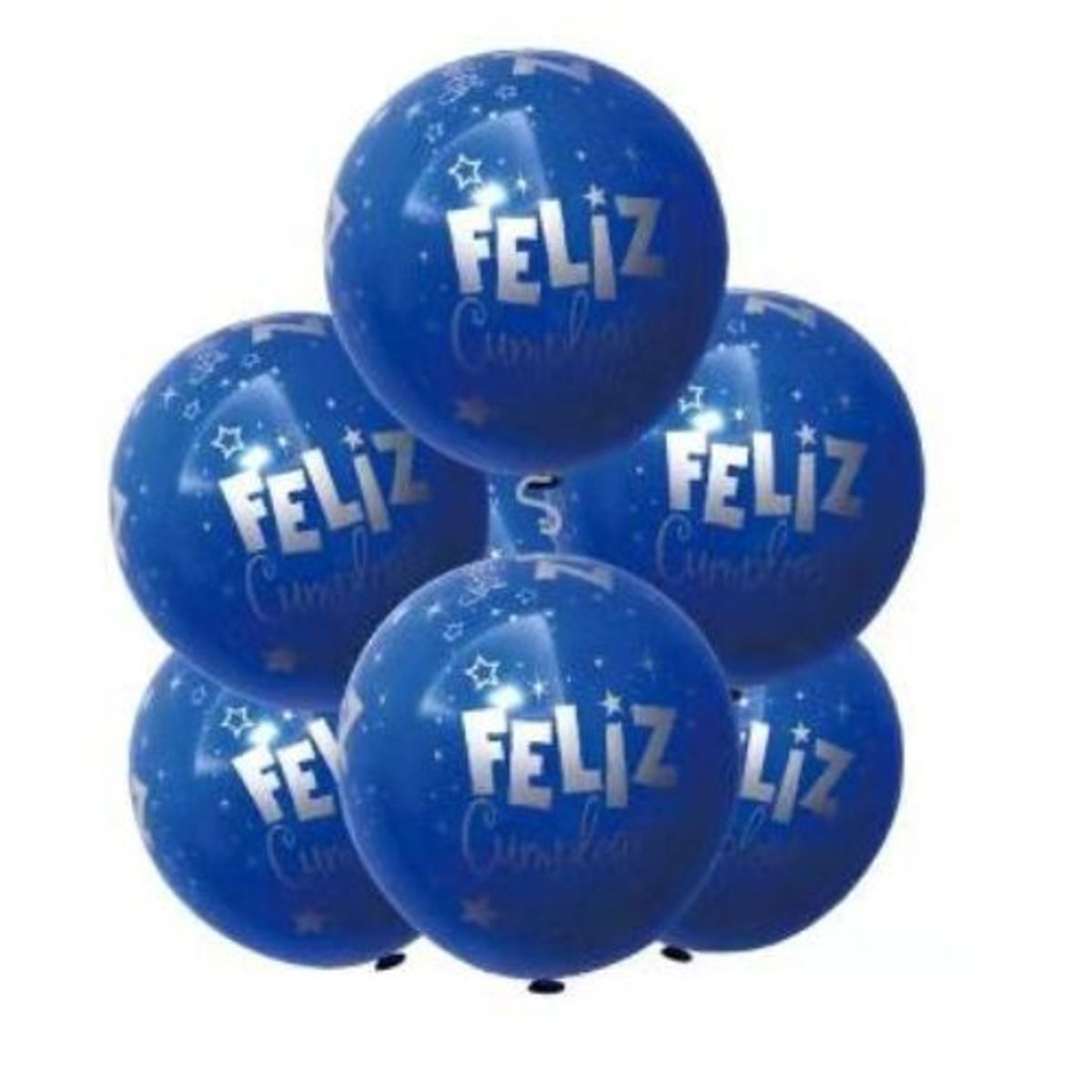 GENERICO - Globos Feliz Cumpleaños Color Azul 6 Unidades 30 Cm