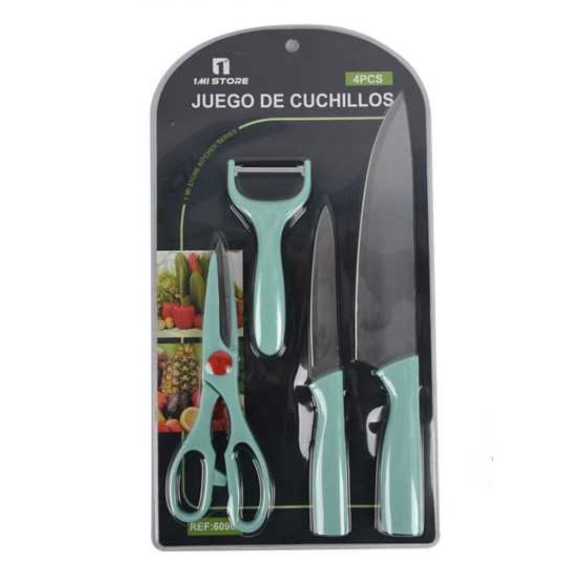 OEM - Juego De Cuchillos Pelador Y Tijeras 4 Piezas