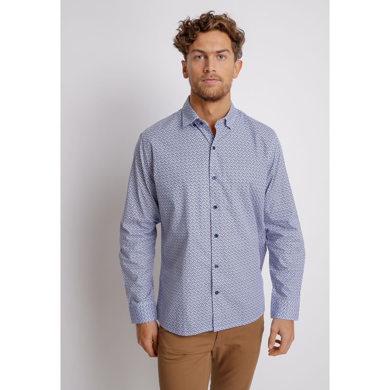 TRIAL - Camisa Manga Larga hombre Casual Slim Fit Baymax Algodón Azul