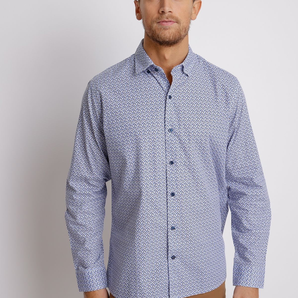 TRIAL - Camisa Manga Larga hombre Casual Slim Fit Baymax Algodón Azul