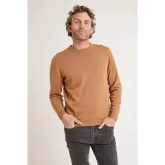 TRIAL - Sweater hombre cuello redondo liso phelps café