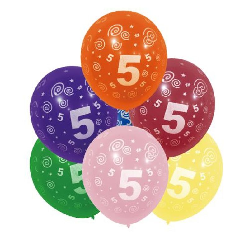 GENERICO - Globos Latex Varios Colores 30 Cm Numero 5