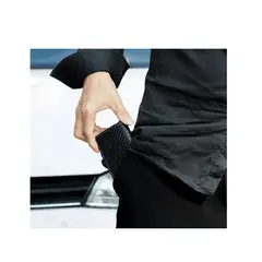 GENERICO - Billetera Hombre Negra fibra de carbono con tarjetero y monedero minimalista Rfid Micheli