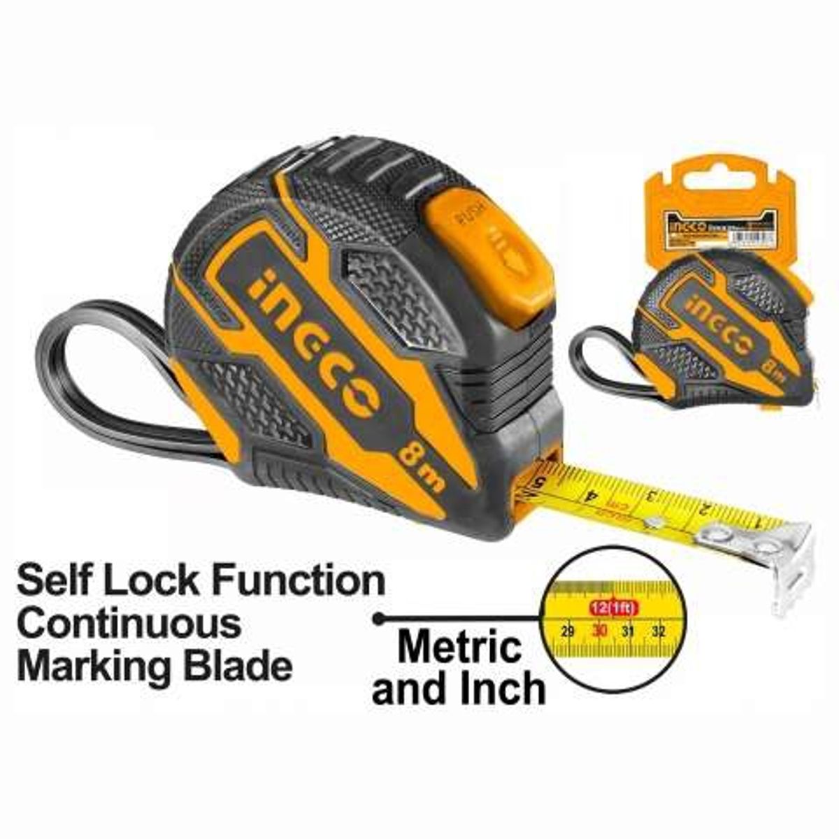 INGCO - Cinta Huincha De Medir Metrica De Acero 8m Ingco Hsmt08825