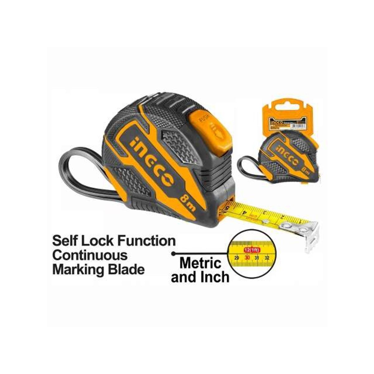 INGCO - Cinta Huincha De Medir Metrica De Acero 8m Ingco Hsmt08825