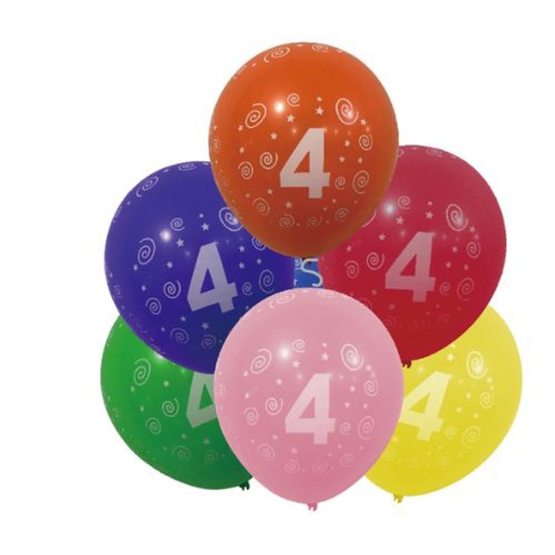 GENERICO - Globos Latex Varios Colores 30 Cm Numero 4