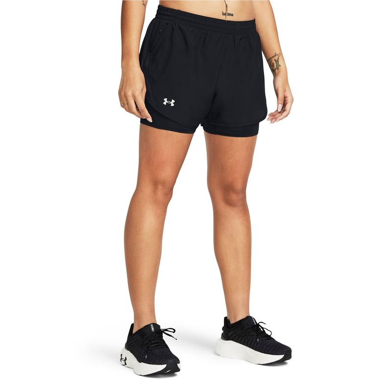 UNDER ARMOUR - Shorts Ua Fly-By 2-En-1 Para Mujer Negro Under Armour