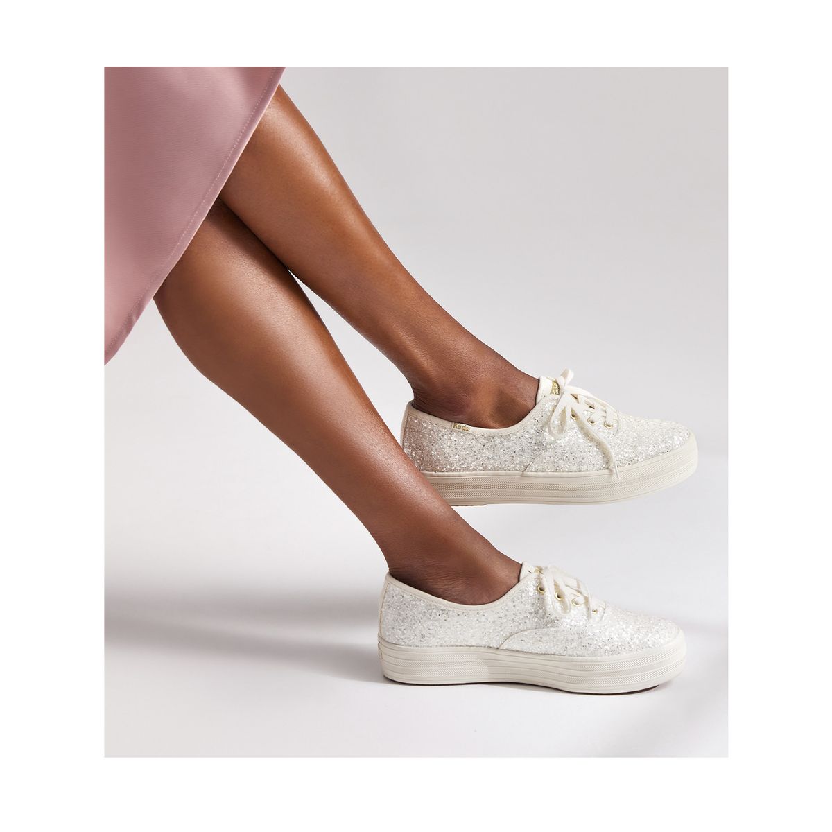 KEDS - Zapatilla Mujer Casual Triple Cvo Glitter Blanca KEDS