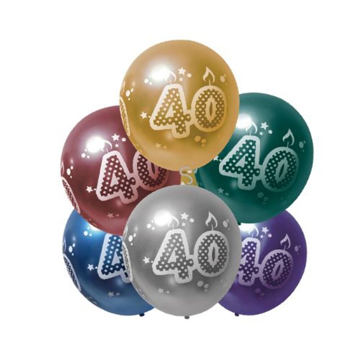 GENERICO - Globo Latex 40 Años 6 Und 30 Cm Varios Colores