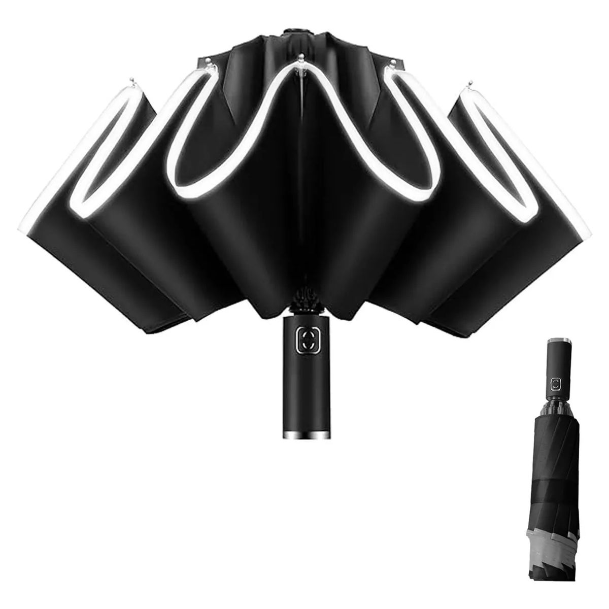 GENERICO - Paraguas Plegable Inverso Automático Con Tiras Reflectantes