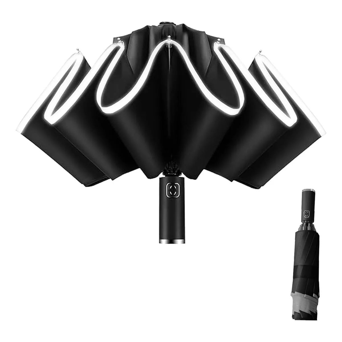 GENERICO - Paraguas Plegable Inverso Automático Con Tiras Reflectantes
