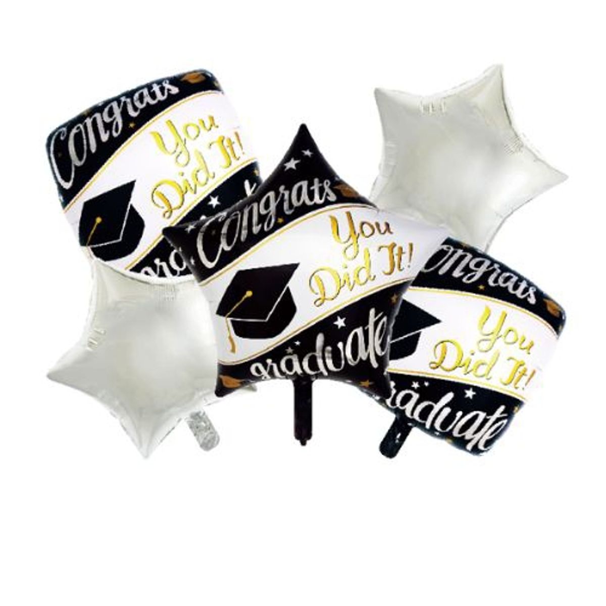 GENERICO - Pack Globos Estrellas 5 Unidades Graduacion