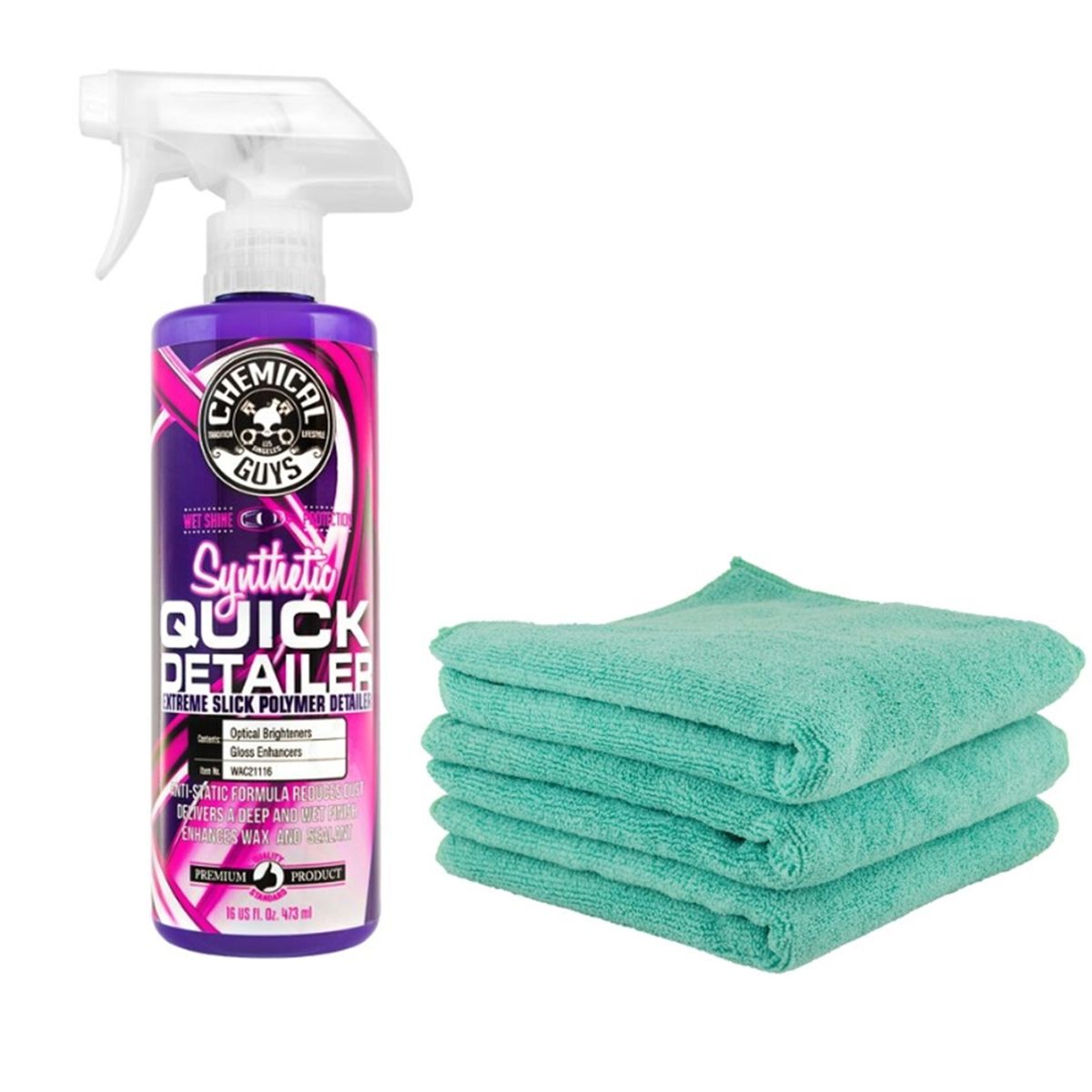 CHEMICAL GUYS - Kit Quick Detailer + Paños de Microfibra 3 Chemical Guys