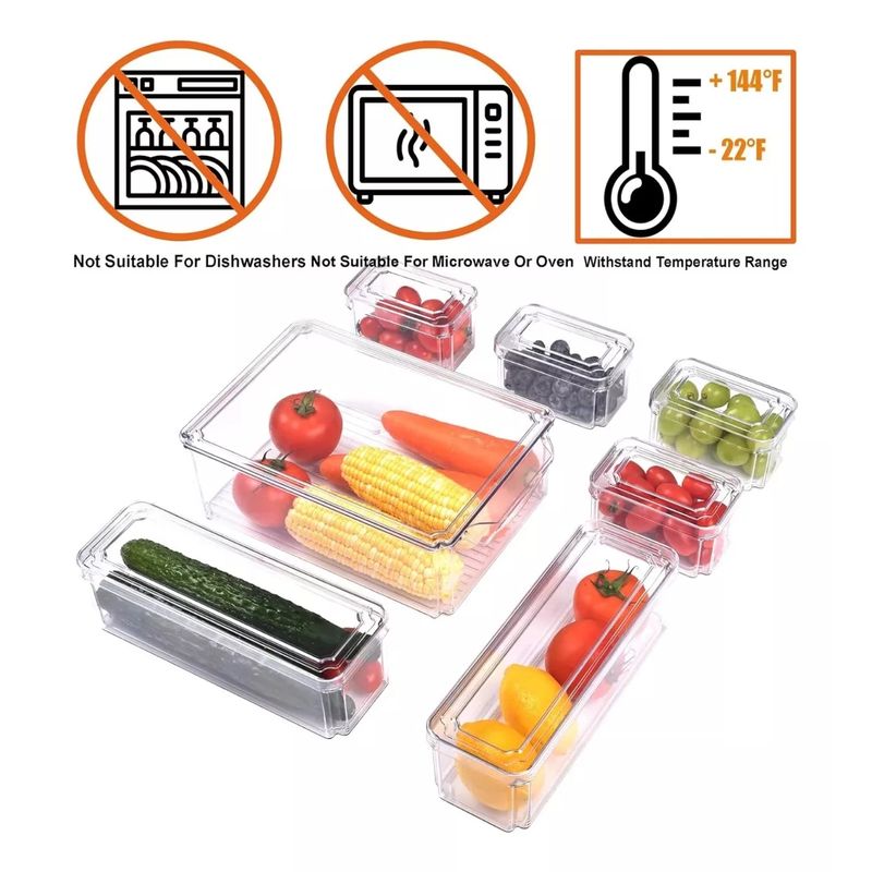 GENERICO - Organizador Refrigerador Cocina Set 7 Contenedores Con Tapa