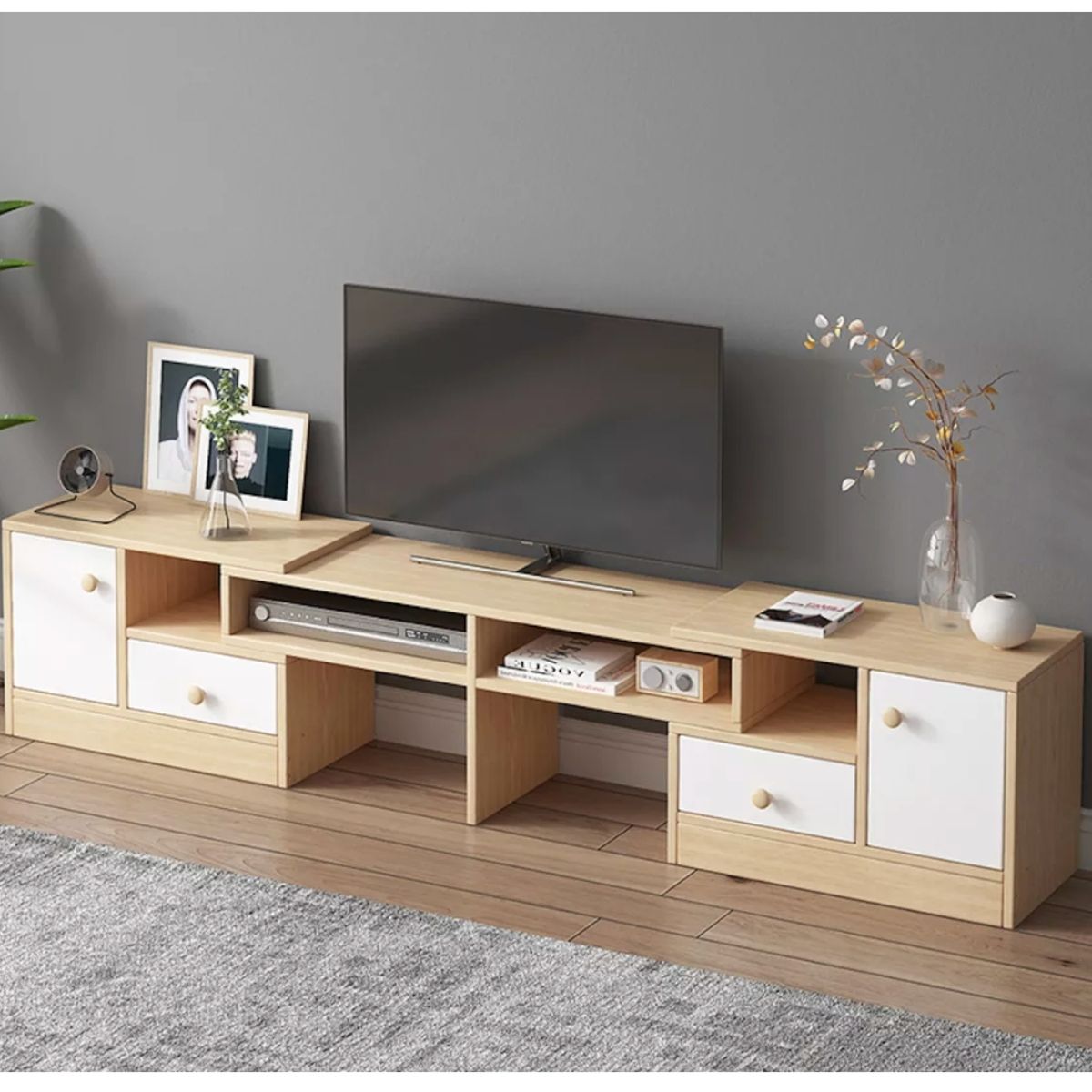 HOMER DESIGN - Rack Tv Esquinero Ancho Extendible 153-218cm Vanguardia