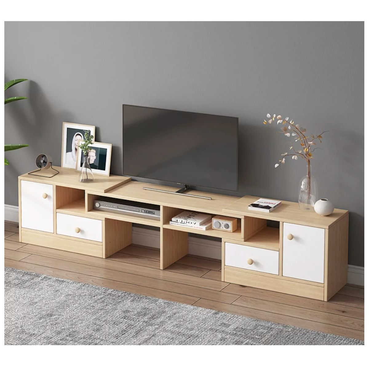 HOMER DESIGN - Rack Tv Esquinero Ancho Extendible 153-218cm Vanguardia