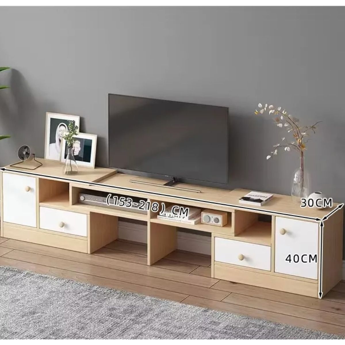 HOMER DESIGN - Rack Tv Esquinero Ancho Extendible 153-218cm Vanguardia