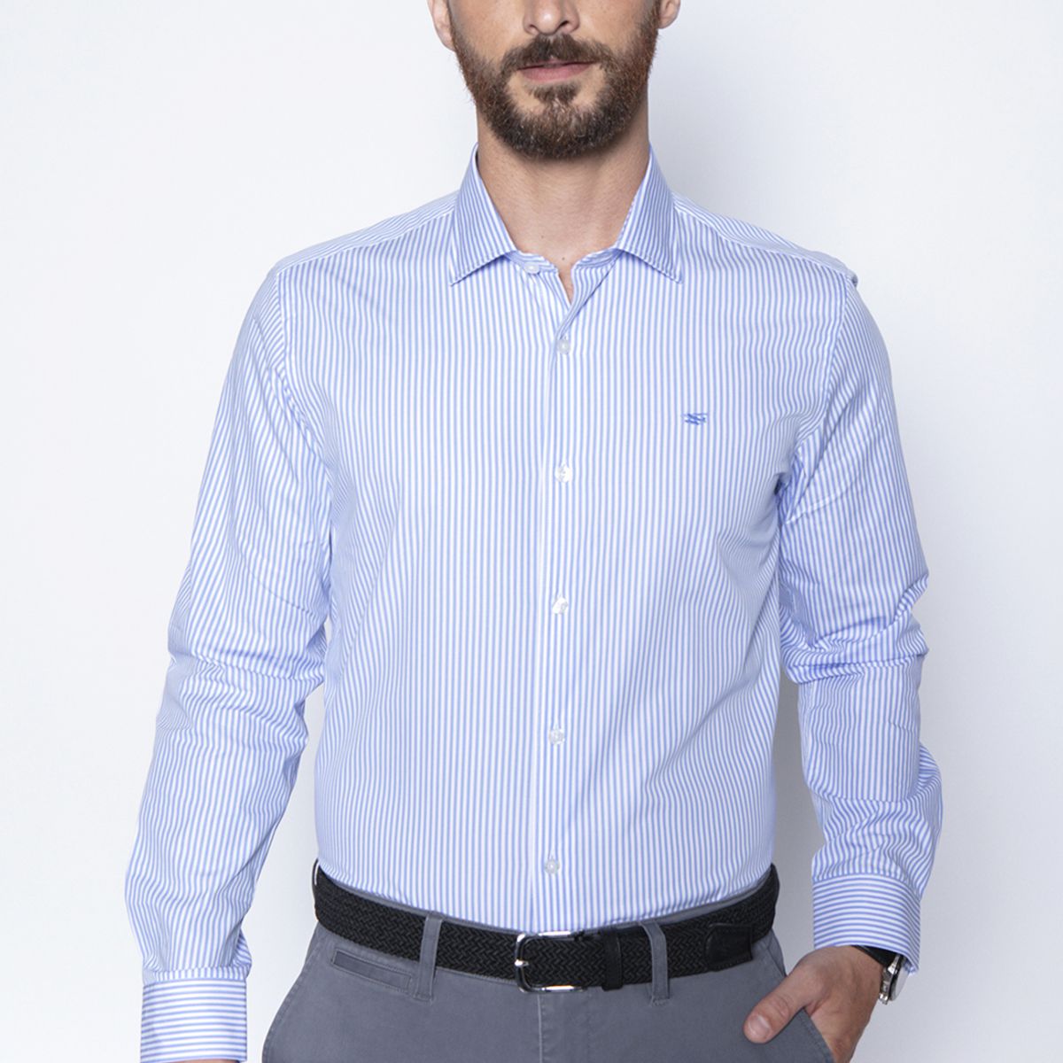 FEROUCH - Camisa Striped Silver Sm Celeste Ferouch