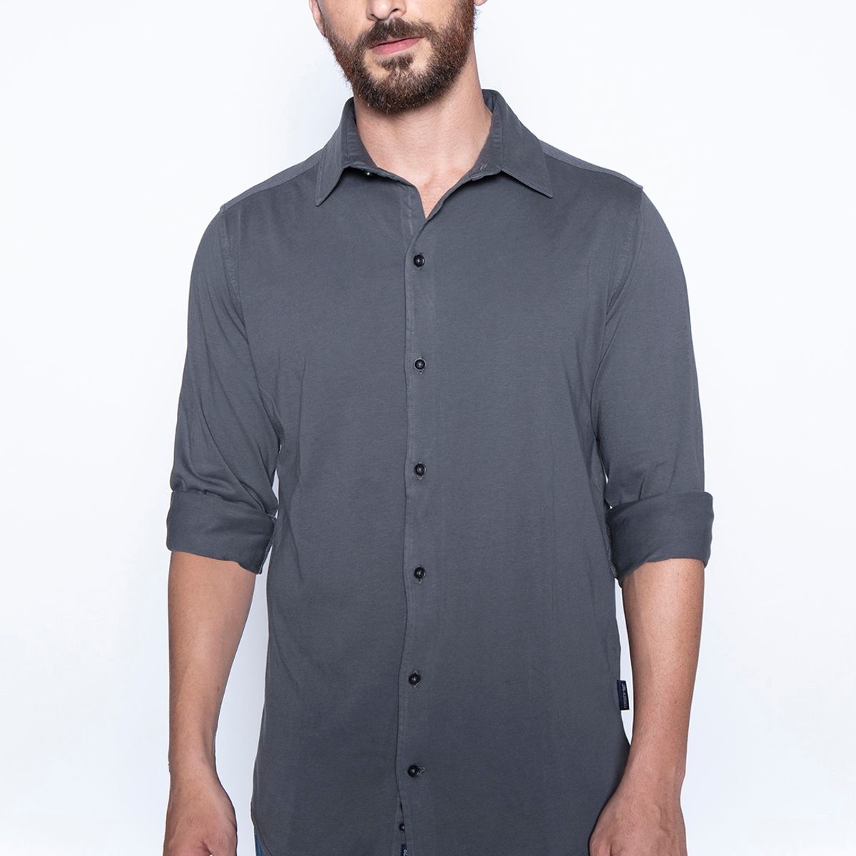 FEROUCH - Camisa Jersey Garment Dyed F Gris Ferouch