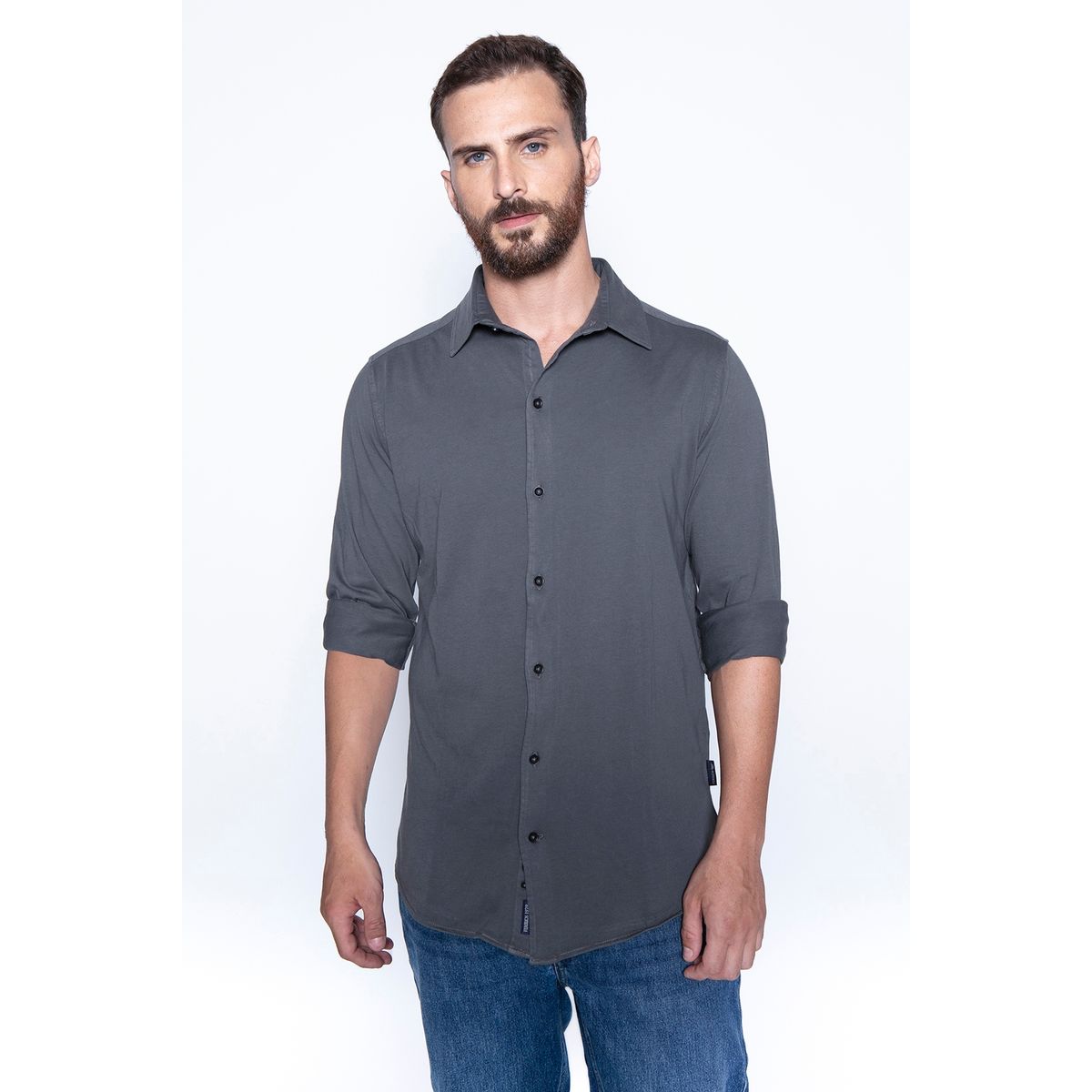 FEROUCH - Camisa Jersey Garment Dyed F Gris Ferouch