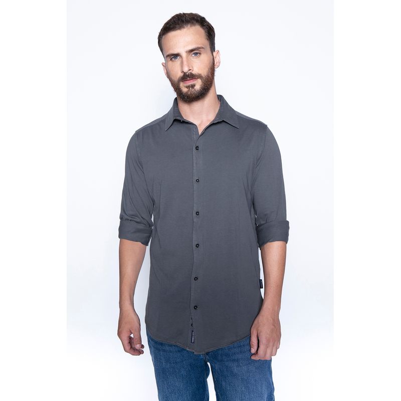 FEROUCH - Camisa Jersey Garment Dyed F Gris Ferouch