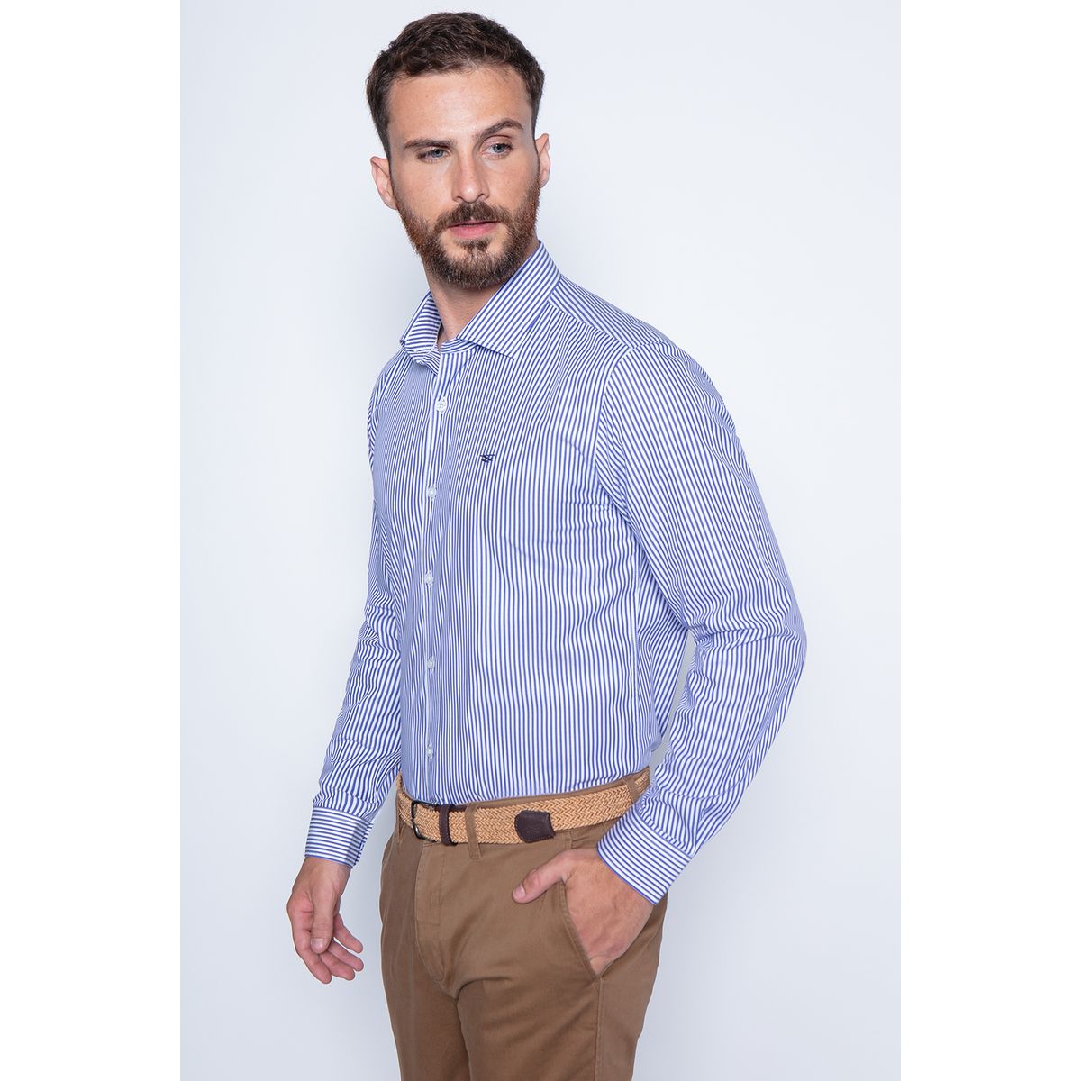 FEROUCH - Camisa Striped Silver Sm Azul Ferouch