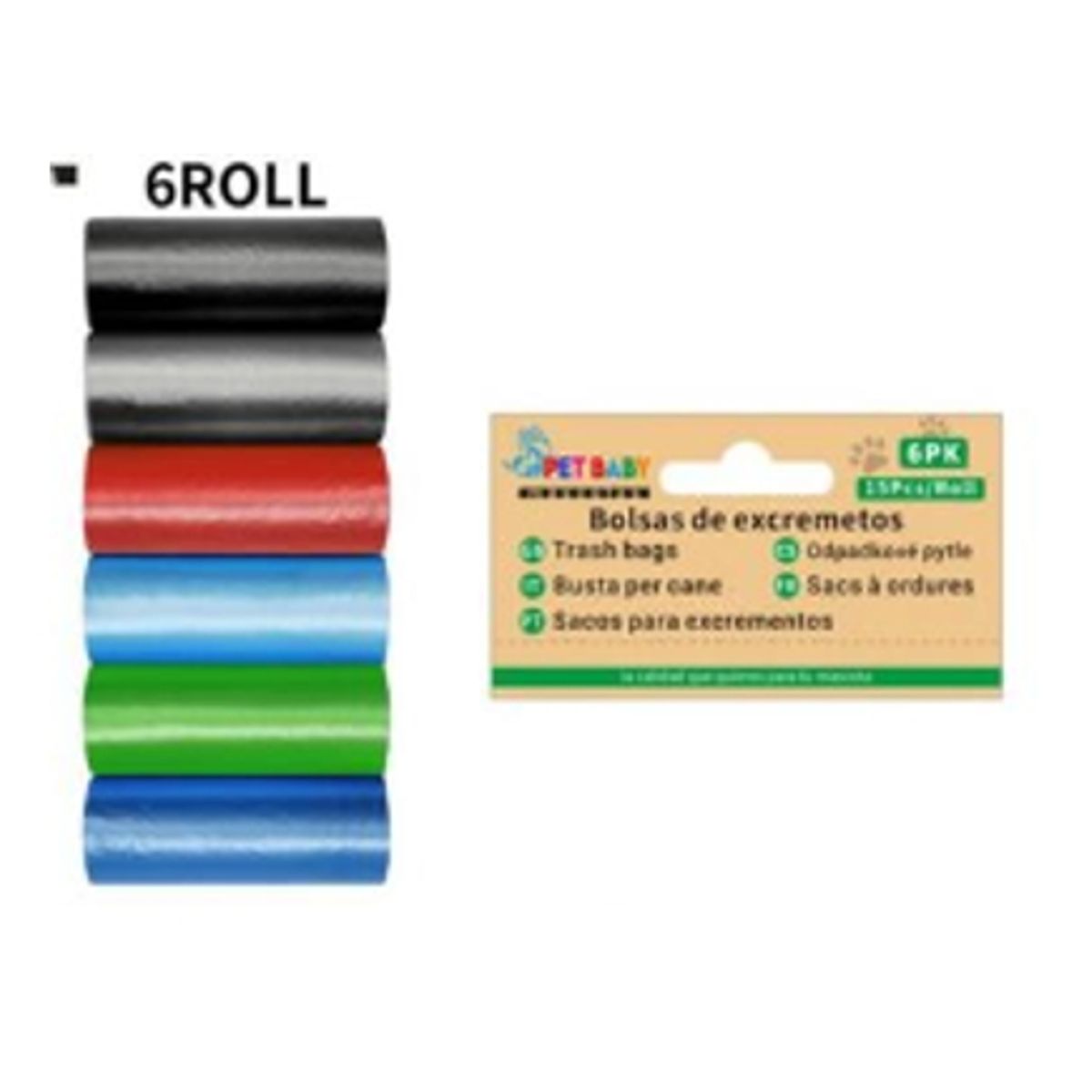 GENERICO - Bolsas de Excremento Para Perros 6Rollos Colores