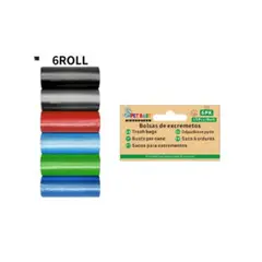 GENERICO - Bolsas de Excremento Para Perros 6Rollos Colores