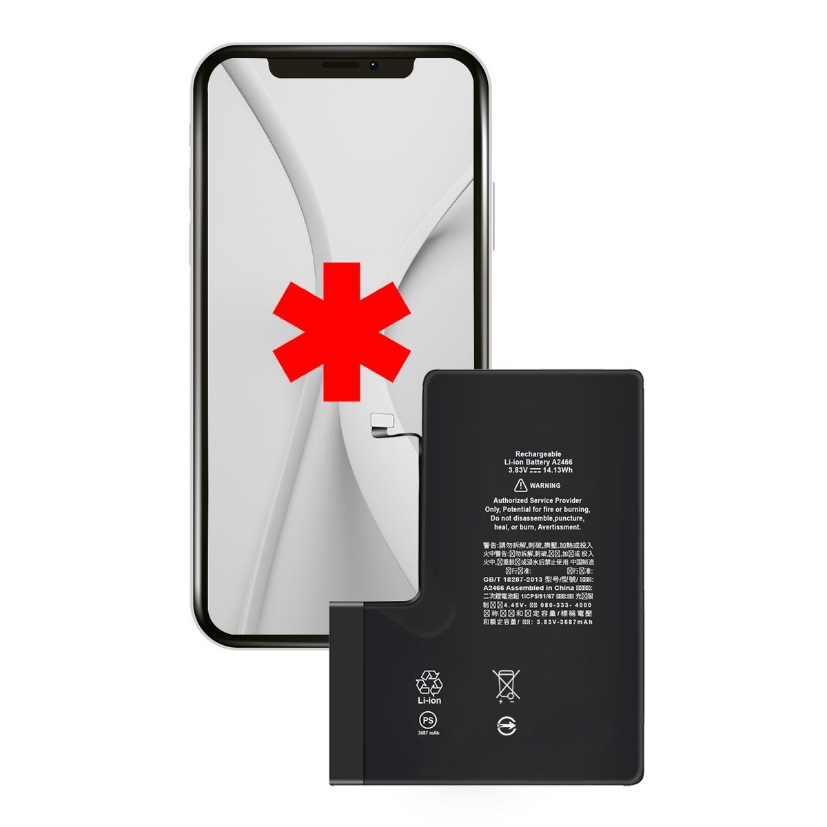 GENERICO - Bateria Compatible con Iphone 12 Pro Max 3687mAh Maxima Duracion