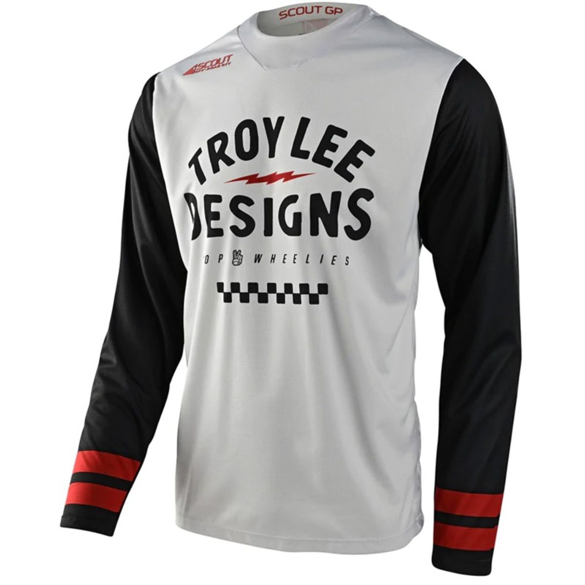 TROY LEE DESIGNS - Polera de Moto Scout GP Ride On Gris Blanco Troy Lee Designs