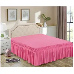 GENERICO - Faldón de cama - Faldones para base cama 1,5 Plaza ROSADO