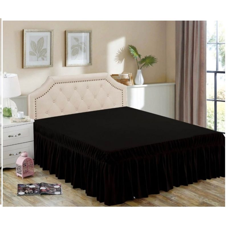 GENERICO - Faldón de cama - Faldones para base cama King NEGRO