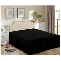 GENERICO - Faldón de cama - Faldones para base cama 2 Plazas NEGRO
