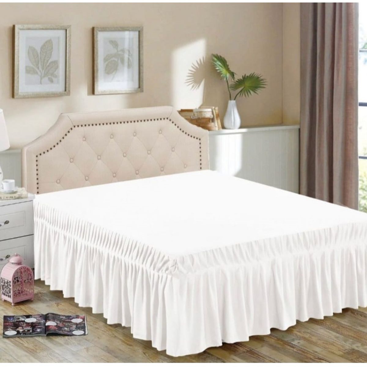 GENERICO - Faldón de cama - Faldones para base cama 2 Plazas BLANCO