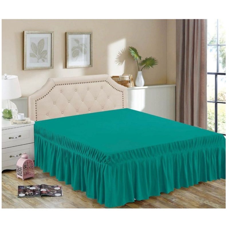 GENERICO - Faldón de cama - Faldones para base cama 1,5 Plaza TURQUESA