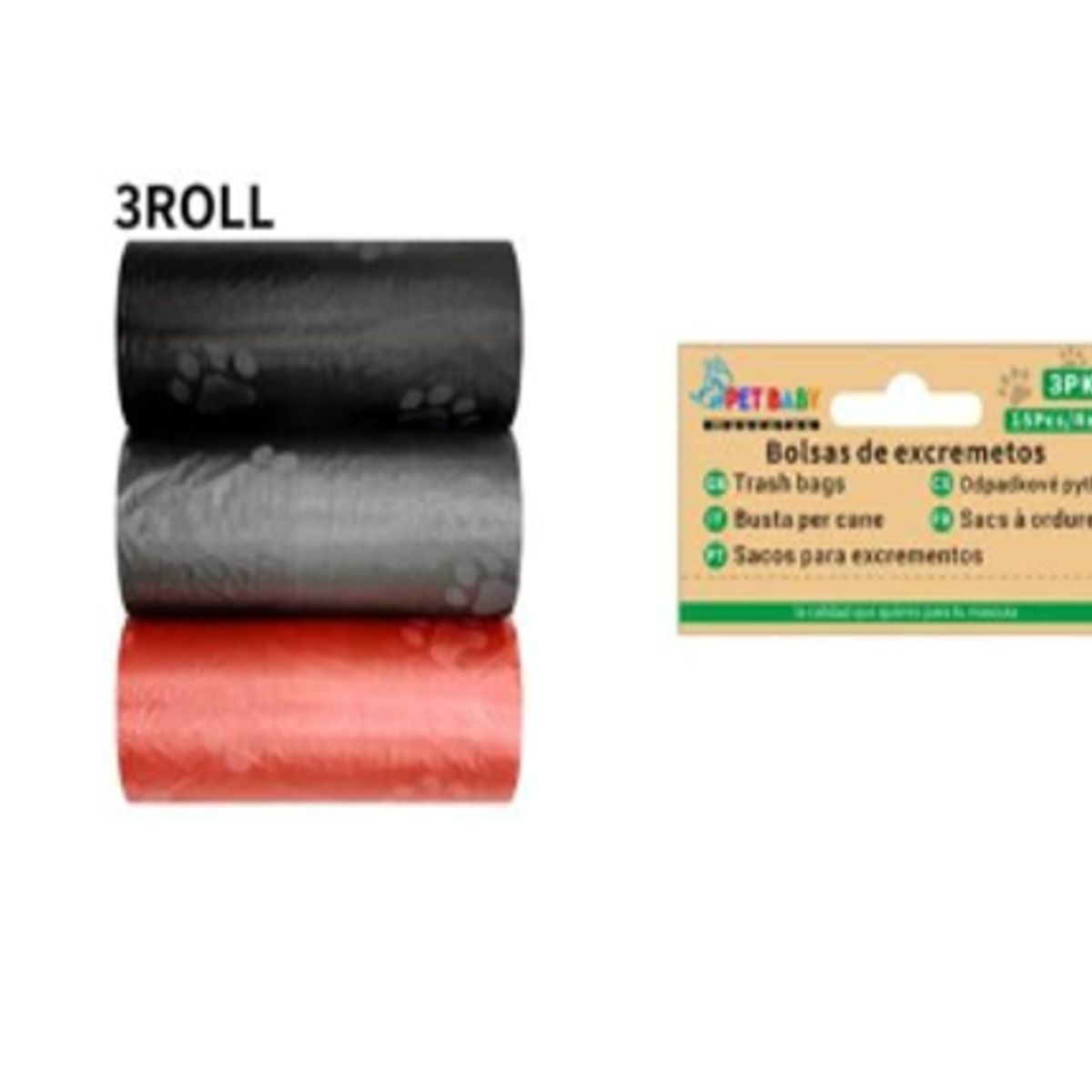 GENERICO - Bolsas de Excremento Para Perros 3Rollos Colores Diseño
