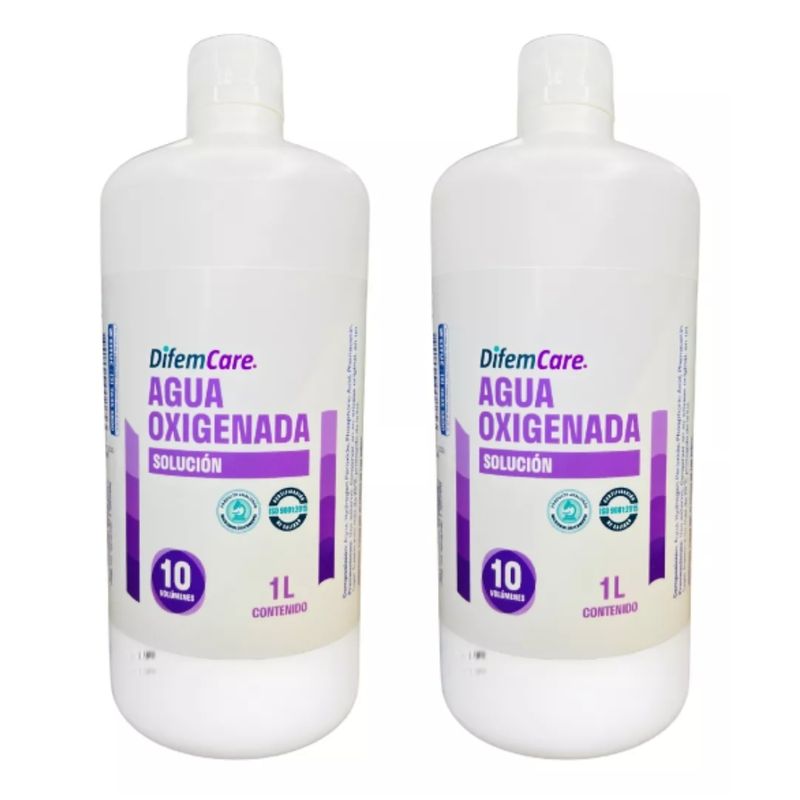 DIFEM PHARMA - Pack 2 Agua Oxigenada Grande 1 Litro 10 Volumenes
