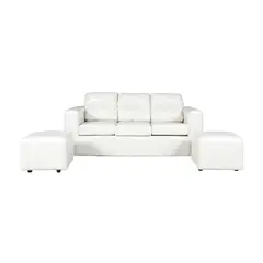 JDO & DESIGN - Sofá New Niza 3 Cuerpos + 2 Pouf PU Beige