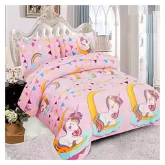 COMPRAPO - Cobertor Chiporro Infantil Unicornio Luna + 1 Funda 1,5 Plaza