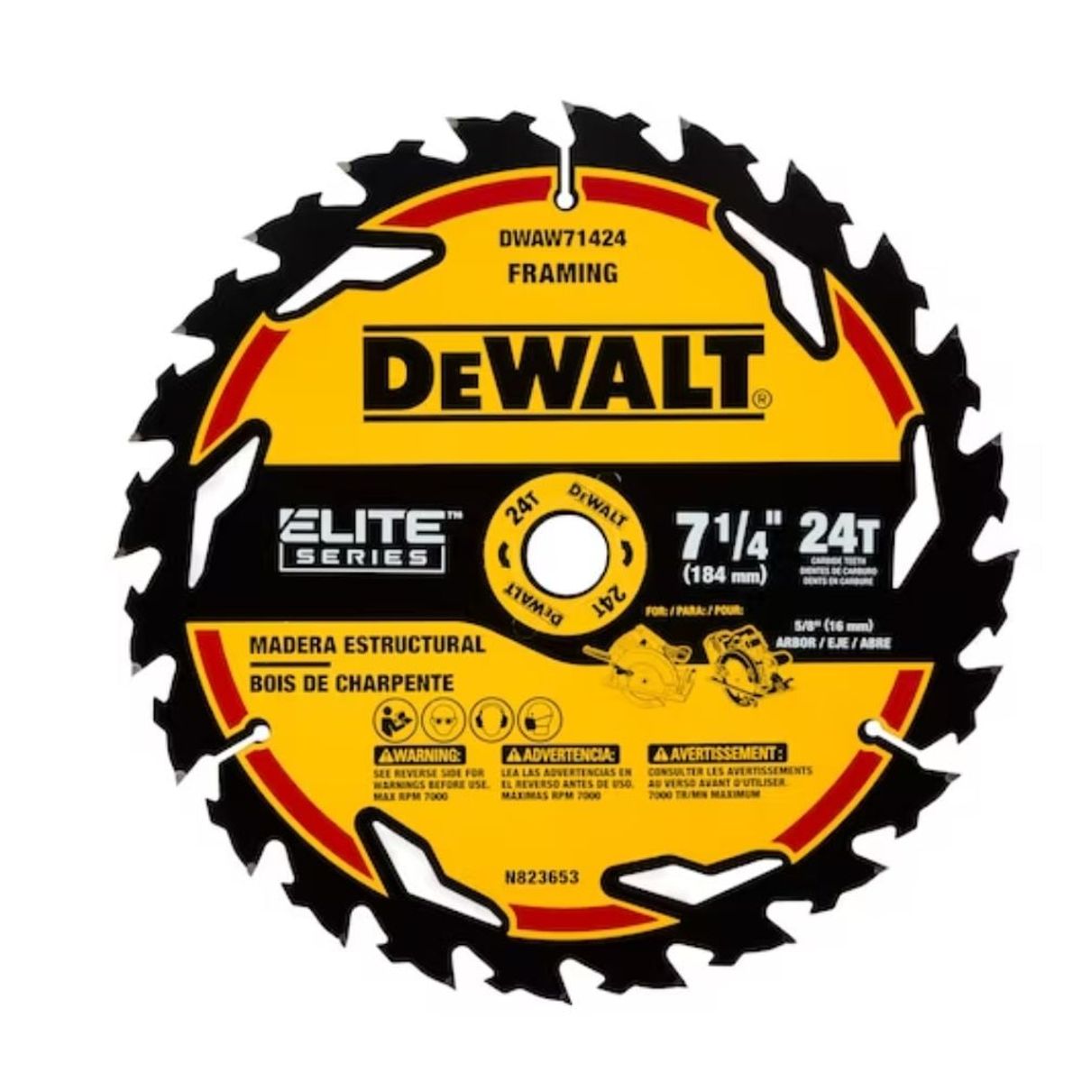 DEWALT - Disco de sierra circular Elite 7-1/4" 24D Dewalt Dwaw71424