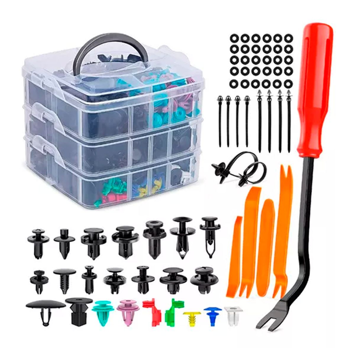 OFERTABKN - Kit 725 Clip Broche Retención Plástico Auto Lata Tapabarro