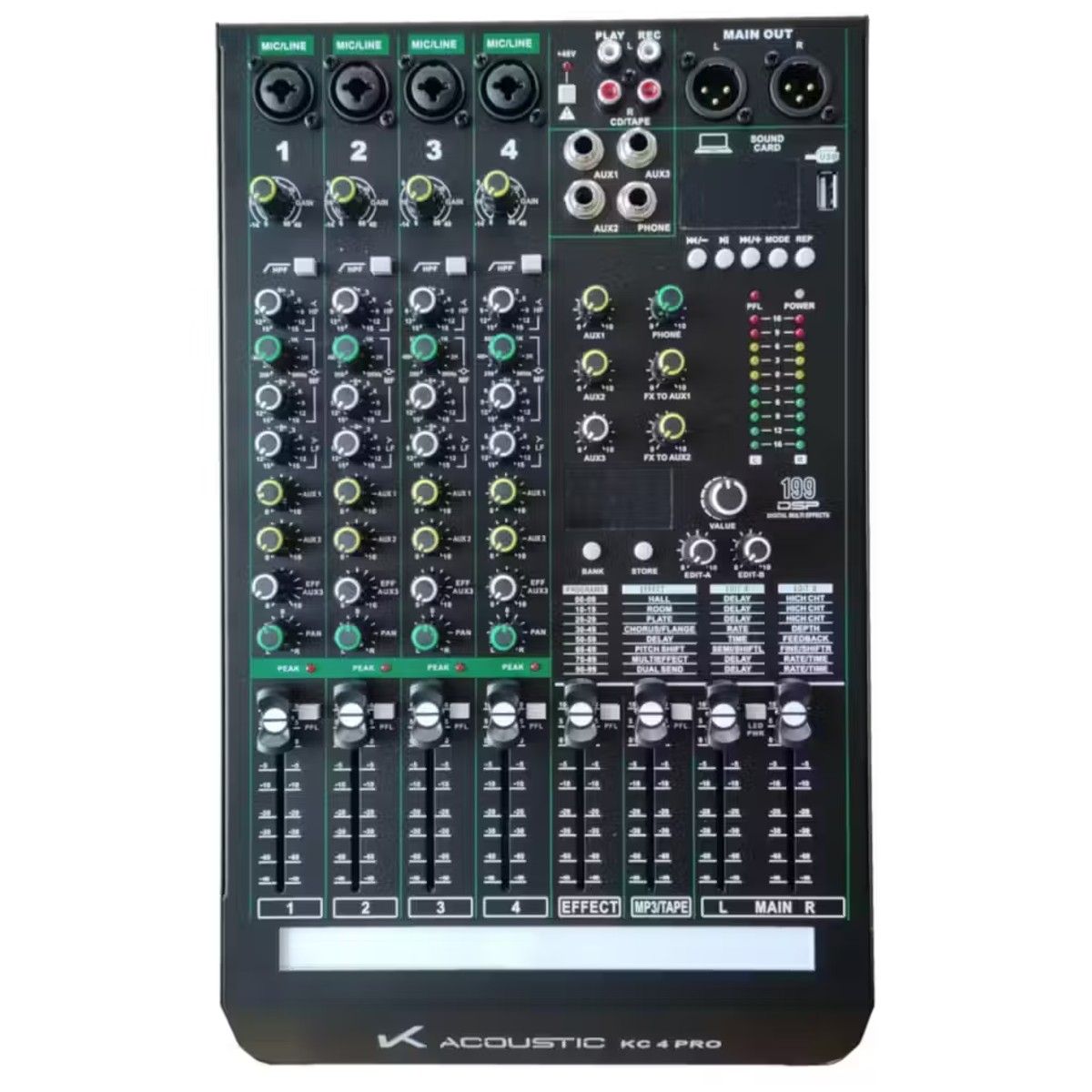 K ACOUSTIC - Mixer Mezclador Analogo Profesional K Acoustic KC 4 PRO