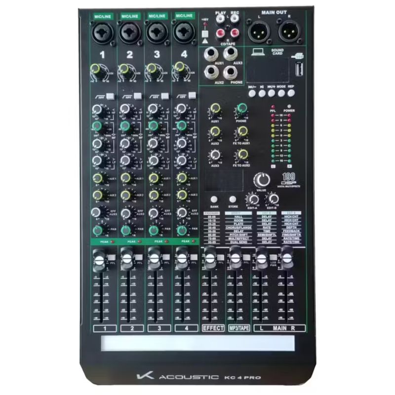 K ACOUSTIC - Mixer Mezclador Analogo Profesional K Acoustic KC 4 PRO
