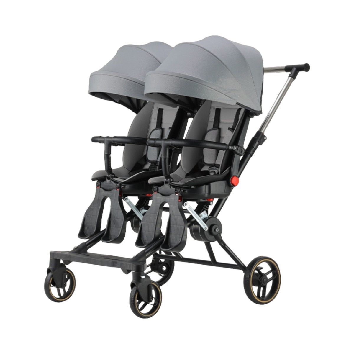 LUBABYCAS - Coche Doble con Mesita de Comer Reclinable Gris LuBabycas
