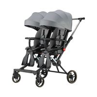 Coche Doble con Mesita de Comer Reclinable Gris